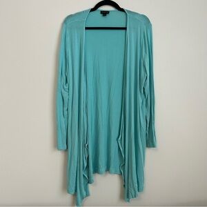 J Jill Wearever Collection Aqua Blue Open Front Cardigan Sweater Women’s Large